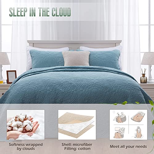 SEMECH Quilts Queen Size Bedspreads Cotton Coverlets Blue, Lightweight