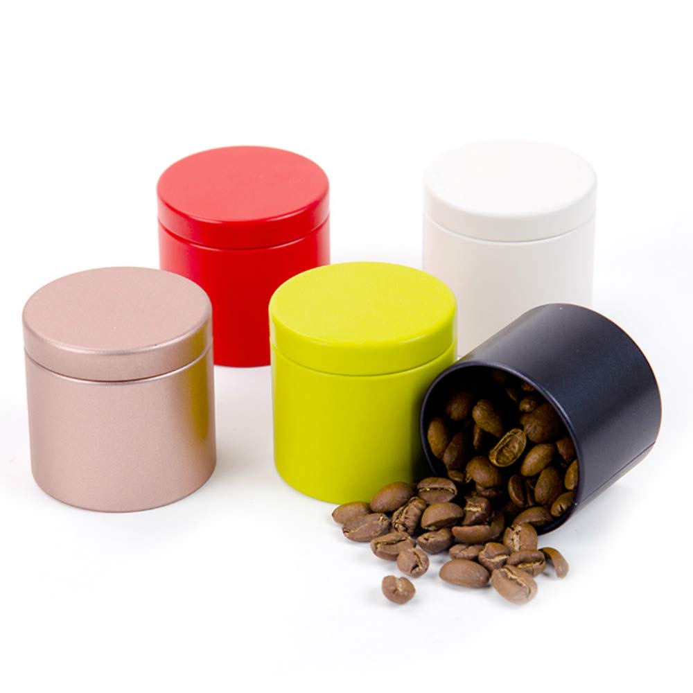 Tianhui Small Tin Can Box with Airtight Lids Canister for Coffee Tea Candy Storage Loose Leaf Tea Tin Containers Storage 5 Pcs (Five Colors, S) — image 1