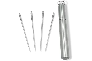 ORAPICH 4 Pieces Titanium Toothpicks Set With Stainless Toothpick Holder for Keychain-Portable Outdoor Non-Toxic Reusable Toothpicks- Ideal for Camping, Fruit Picks,Pill Container- Great Christmas Giveaways