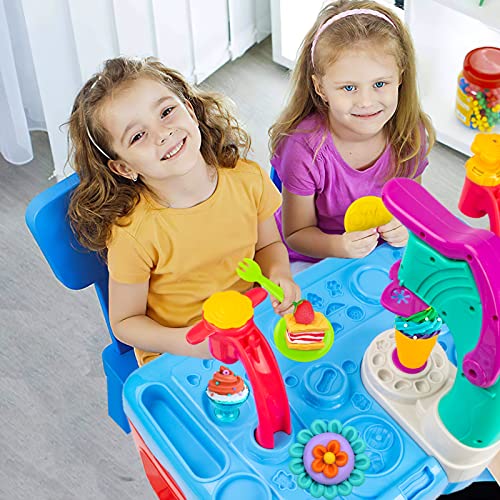 UNIH Playdough Sets for Toddlers, Playdough Table with Dough Kit and