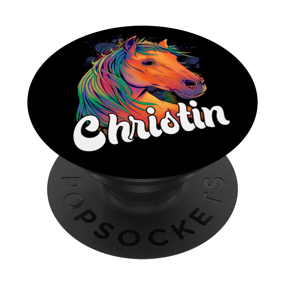 CHRISTIN - Adorable girl name with beautiful Horse PopSockets Swappable PopGrip