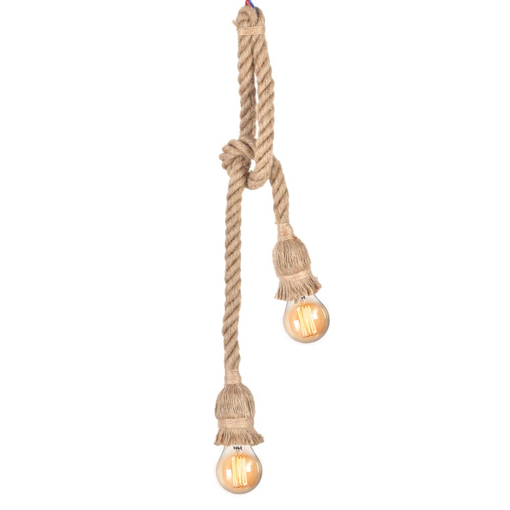 Rope Chandelier Pendant Light Ceiling Lamp E27 Base Lamp Cord Retro Loft Chandelier Without Bulb for DIY Home Bedroom Restaurant Cafe Bar Country Decoration