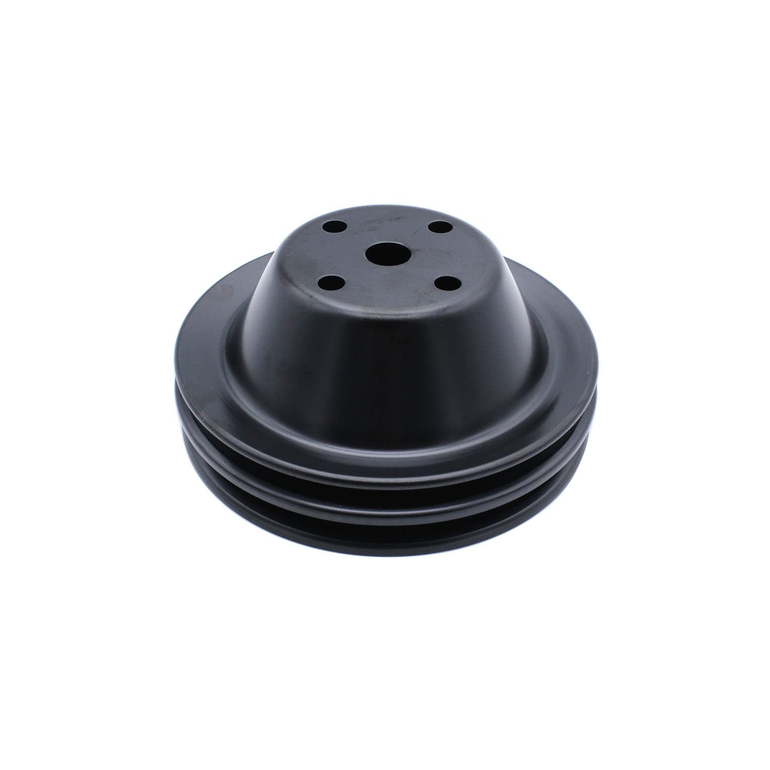 Photo 1 of 1 PC SHLPDFM Pulley Black Steel SWP 5/8" Double-Groove Long Water Pump Pulley Compatible with SBC 262 265 267 283 302 305 307 327 350 400