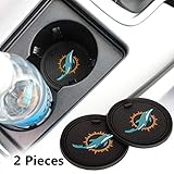 2 Pack 2.75 inch for Miami Dolphins Car Interior Accessories Anti Slip Cup Mat for All Vehicles (Miami Dolphins)