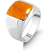Solid 925 Sterling Silver Cushion Shape Gemstone Men Signet Ring, Beautiful Handcrafted Christmas Gift for Fathers, Son, Boyfriend, Friend
