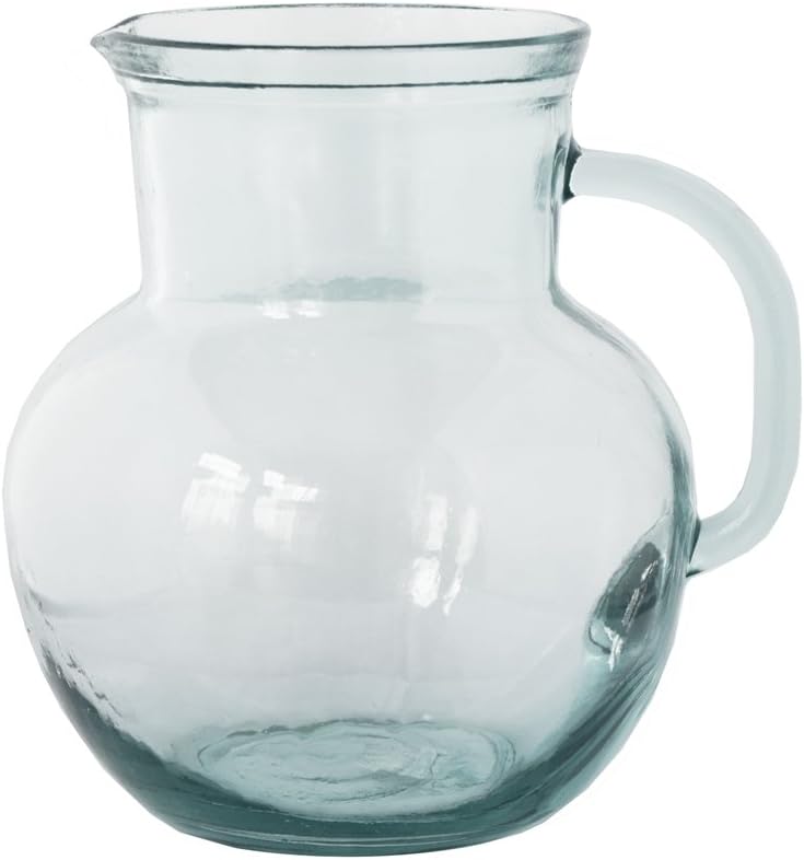 Grehom Recycled Glass Clear Jug - Pot Belly; 2.3 Litre Pitcher