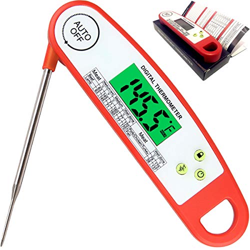 Meat Thermometer, Smart Auto On Off Long Foldable Probe Instant Read Thermometer Waterproof Digital Electronic Food Thermometers for Kitchen Cooking, Candy, Milk, Water, Grill Smoker