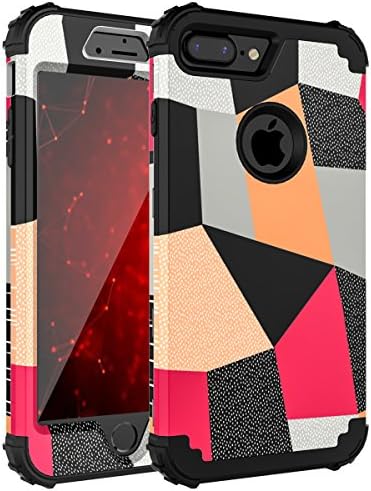iPhone 7 Plus Case,NEWBILI Three Layer Hybrid Sturdy Heavy Duty Shockproof Armor High Impact Resistant Protective Cover Case For iPhone 7 Plus,Marble Pink