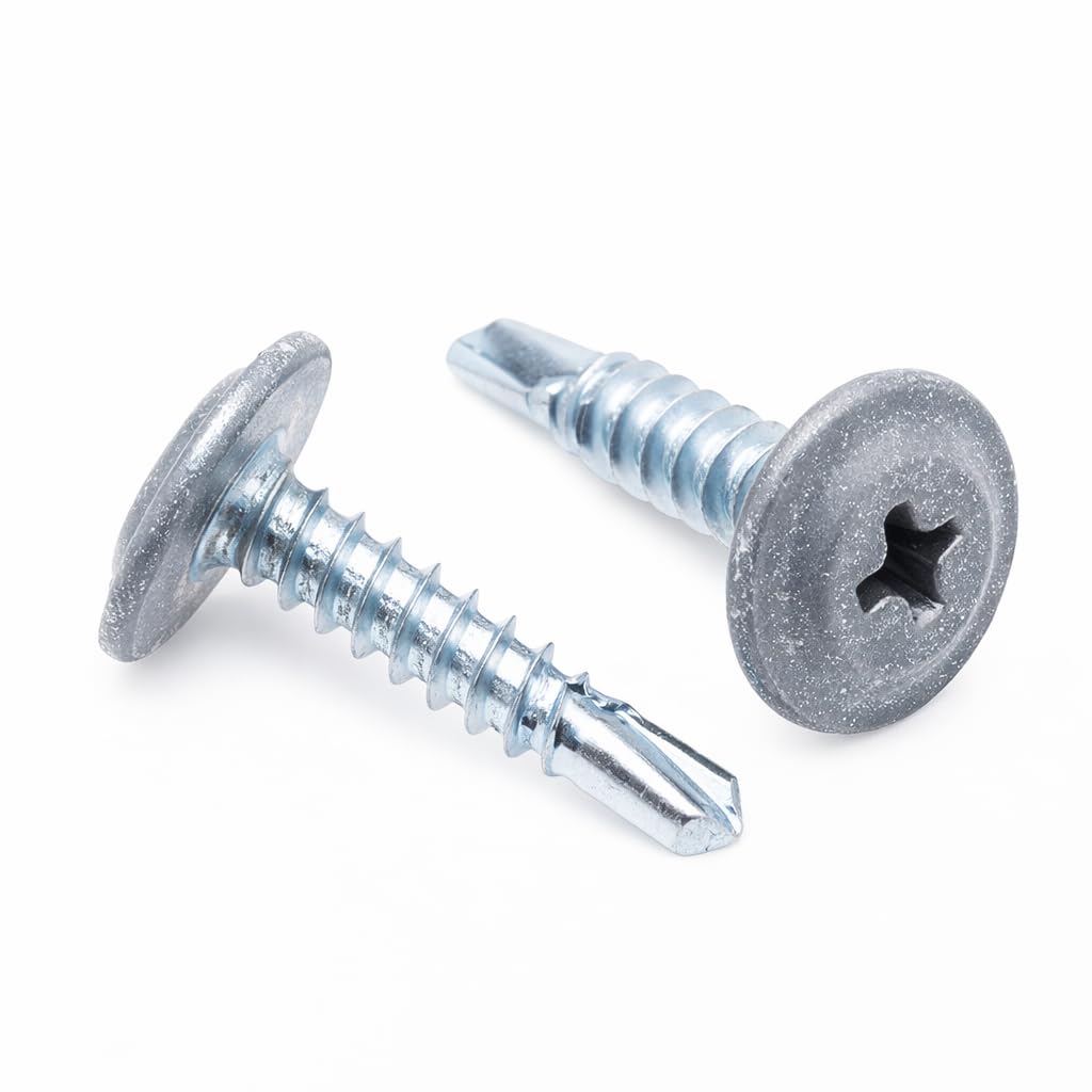 4.2 mm x 19 mm Multi-color Self-tapping, Self-drilling Montage Screws Phillips, Fine Thread and Flat Head, Powder Coated RAL9007 Grey aluminium, Hardened Steel Screws for Thin Steel Parts (250 pcs)