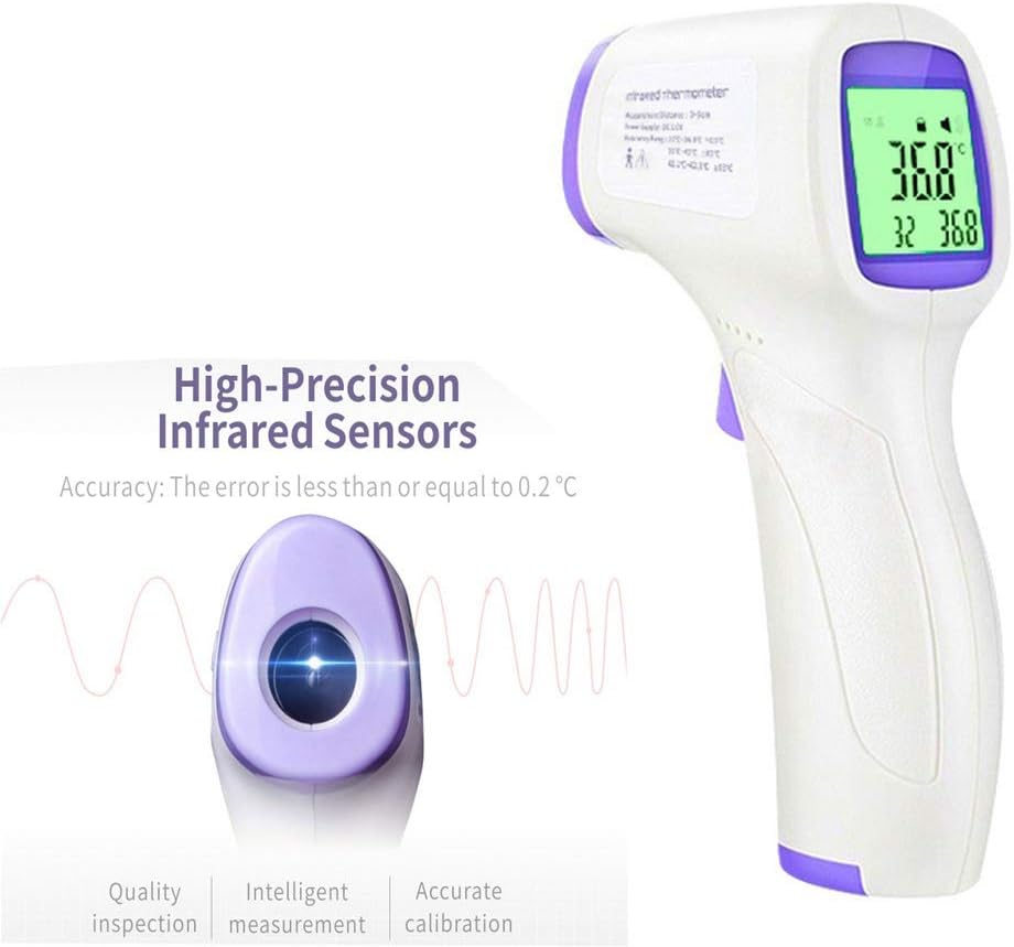 Forehead Thermometer for Adults Baby Fever Indicator Non Contact Digital IR Infrared Ear Thermometer Meter with LCD Display, Portable Body Temperature Measurement, Indoor and Outdoor Use, ℃ (5 Pack)