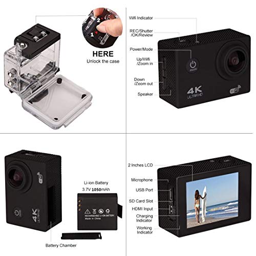 star sound source 4K WiFi Action Kamera Ultra HD16MP 30m Unterwasser-Wasserdichte Sport-Cam 173° Weitwinkel Unterwasser… – Bild 7