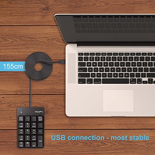 MOFii Number Pad, USB Wired Numeric Keypad 19 Keys Portable for Notebook, Laptop, MacBook, PC, Computer, Surface Pro etc - Black
