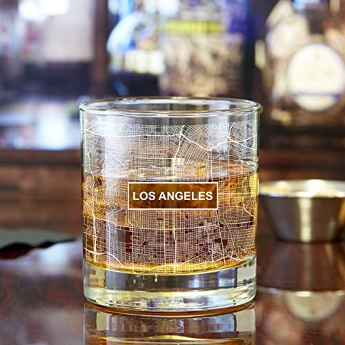 Abby Smith - Street Map Los Angeles - Old Fashion Whiskey Rocks Glass 10oz - 2PCS