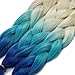 Synthetic Yaki Straight Ombre Jumbo Braiding Hair Extensions High Temperature Fiber Crochet Braids Hairstyles (Blonde Dark Light Blue)