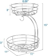 Mutool 2-Tier Fruit Basket with Banana Hanger Detachable Countertop Silver view 7