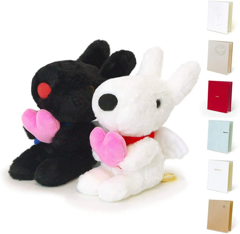 電報屋のエクスメール ぬいぐるみ 電報 リサとガスパール エンジェル と 布張りカード電報 のセット お祝い ギフト 台紙 128 祝福 ぬいぐるみ おもちゃ Amazon