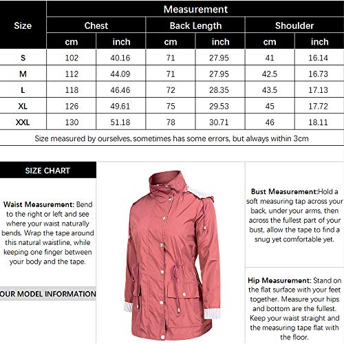 FISOUL Raincoats Waterproof Lightweight Rain Jacket Active Outdoor Hooded Women's Trench Coats Orange