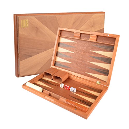 17' Backgammon Game Set w/ Wood Inlay Board and Accessories