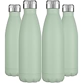 HASLE OUTFITTERS 17oz Stainless Steel Water Bottles Bulk, Vacuum Insulated Water Bottles Double Walled Powder Coated Reusable Metal Sports Water Bottles Keep Drinks Hot and Cold, Light Green, 4Packs