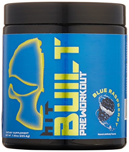 HIT BUILT Pre-Workout Powder, Creatine-Free Insane Energy Formulation, Blue Raspberry, 30 Servings