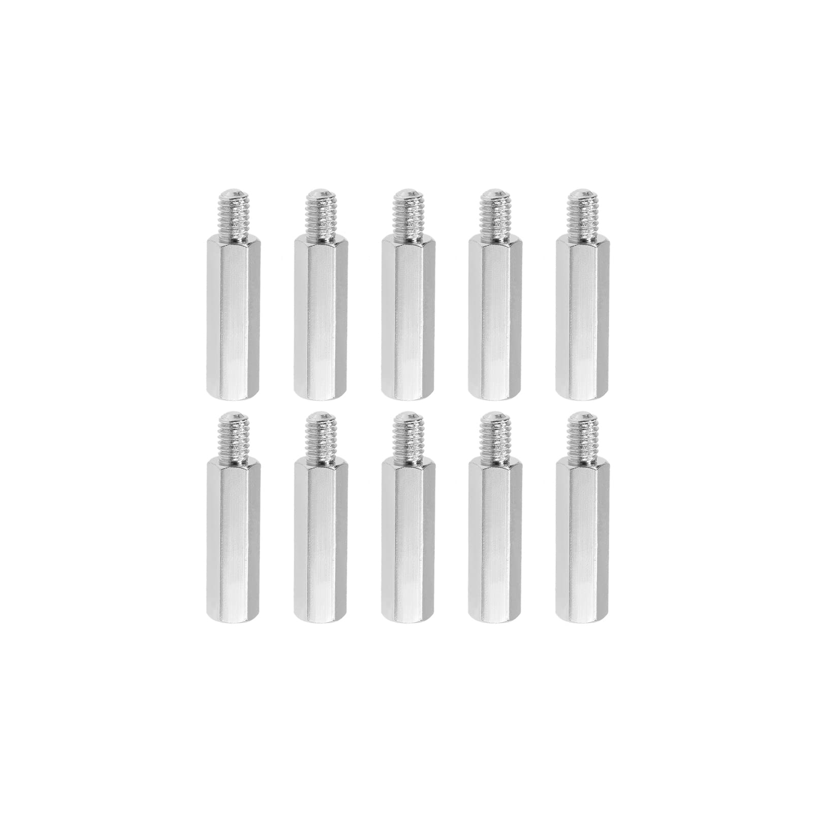 YOKIVE 10 Pcs M4 Standoff Screws, Nickel Plated Hex PCB Standoffs, Keep Height Consistent, Great for Motherboard (Silver Tone, 20mm+6mm)