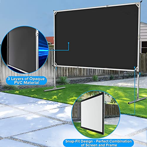 Projector Screen and Stand,JWSIT 120 inch Outdoor Movie ScreenUpgraded