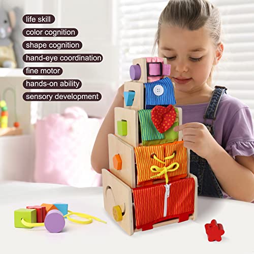 BESTAMTOY Colorful Dressing Practice Sensory Travel Toy Basic Life