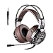 XIBERIA Xbox One PS4 Gaming Headset, 3.5mm Wired with Microphone for PC Over Ear Computer Headphones Volume Control Mic Mute Switch for Laptop, Mac, Tablet, Call Center, Video Conference (Brown)