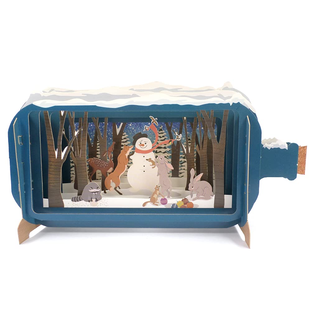 Message In A Bottle Woodland Fun Pop Up Christmas Greeting Card By Alljoy Cards XMIB047