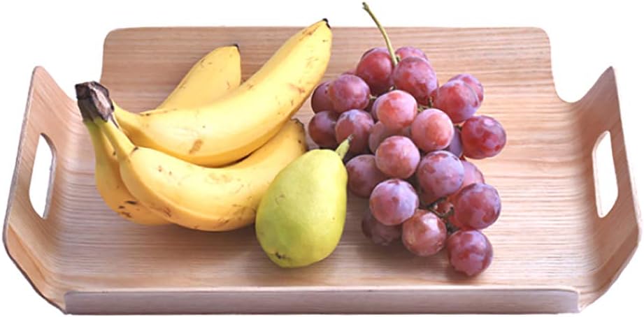 MG554zy0 Rectangular Wooden Fruit Food Cake Coffee Tea Serving Tray Plate with Handles Rectangular Wooden Fruit Food Cake Coffee