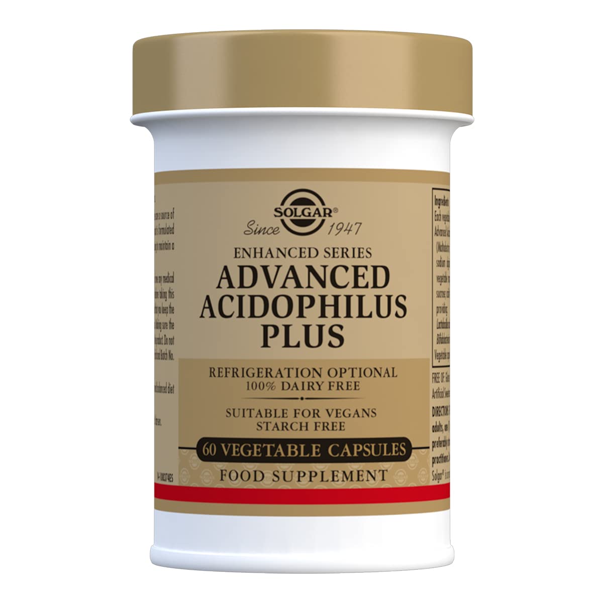 Solgar Advanced Acidophilus Plus - Maintain Healthy Bacteria Levels - Survives Stomach Acid - Microorganisms - 60 Vegetable Capsules - Pack of 2