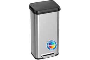 iTouchless SoftStep EXP 75 Liter / 20 Gallon Step Pedal Trash Can Recycling Bin with Odor Filter, Soft Close Lid, Stainless Steel, Dent-Proof Plastic Lid, Home Office Work Business Garage Restroom