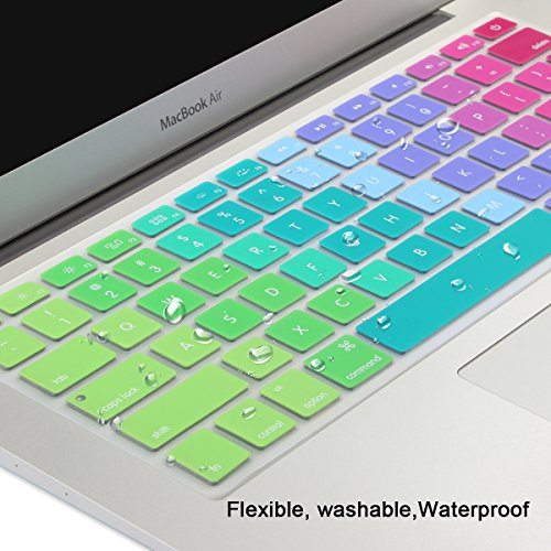 Batianda New Ombre Color Keyboard Cover Protector Silicone Skin for MacBook Air 13" MacBook Pro 13" 15" 17" (with or w/Out Retina Display) - Rainbow
