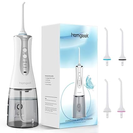 Upgrade Cordless Water Flosserhomgeek 320ml Oral Irrigatorwater Pickdental Water Flosserportable High Frequency Pulsation Anti Leakage Water Pick