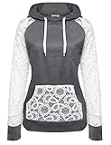 ACEVOG Women Sheer Lace Long Sleeve Hooded Pullover Floral Sweatshirt Hoodie With Pockets