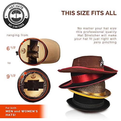 HAT MATE Premium Hat Stretcher with Bonus Hat Brush Solid Wood, One