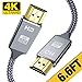 4K HDMI Cable 6.6 ft,Capshi High Speed 18Gbps HDMI 2.0 Cable,4K, 3D, 2160P, 1080P, Ethernet - 28AWG Braided HDMI Cord - Audio Return(ARC) Compatible UHD TV, Blu-ray, X-Box, PS4, PS3, PC