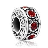 JMQJewelry Heart Birthstone Essence Sale Cheap Red July Christams Spacer Charms Beads For Bracelets