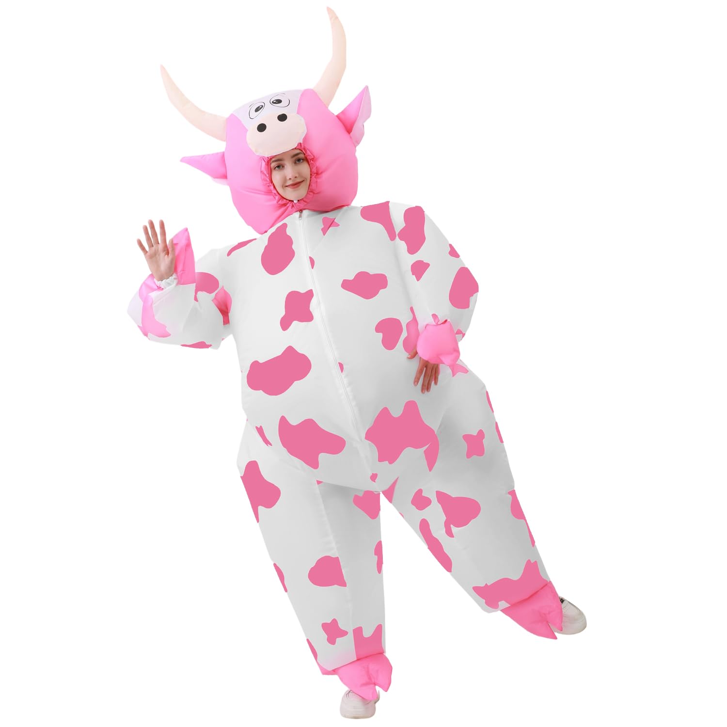JASHKE Pink Cow Inflatable Costume Blow up Cow Costumes Inflatable Costumes Adult for Halloween Christmas Carnival Party