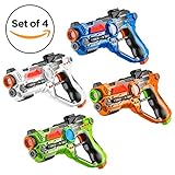 Toydaloo Set of 4 Infrared Laser Tag Guns, 4 Player Indoor and Outdoor Team Game (Orange, Green, Blue, White)