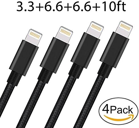 Tengsu Lightning Cable for iPhone Cable, [4-Pack] 3.3FT+6.6FT+6.6FT+10FT (1M+2M+2M+3M) for iPhone Charger for iPhone 8/8 Plus/7/7 Plus/6s/6s Plus/6/6 Plus/5/5S/5C/SE