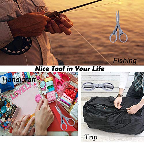 2Pcs Folding Scissors, Slip-N-Snip Scissors, Stainless Steel Telescopic Cutter Used for Home Office, Safety Portable Travel Trip Scissors - Thumbnail 5