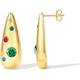 Teardrop 14K Gold Plated Gold Earrings for Women Thick Dome Hoop Earrings for Hypoallergenic Earring Geometry Statement Earrings