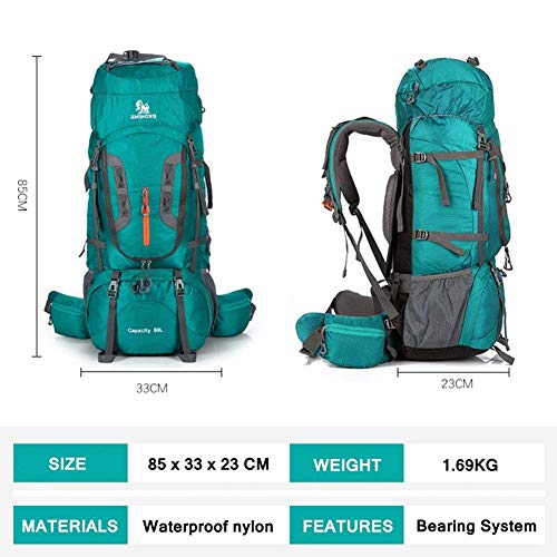 ONEPACK 80L Internal Frame Hiking Backpack Women Men Waterproof Rain Cover Climbing Backpack fit Outdoor Travel Mountaineering Camping (80L Blue) - Thumbnail 4
