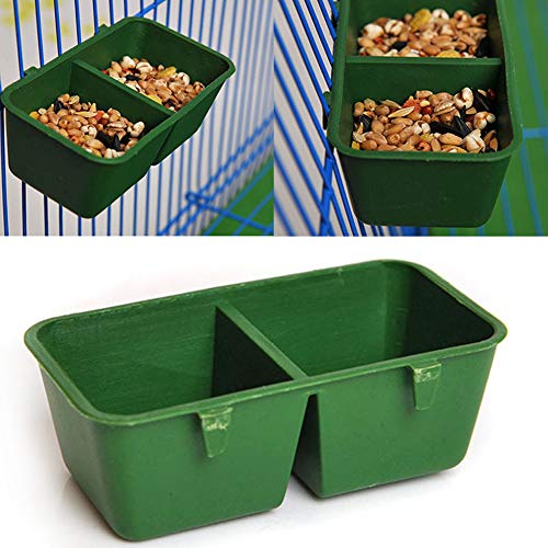 2 in 1 Parrot Food Water Bowl,Double Plastic Troughs Food Water Feeding Bowl Dish for Parrot Hamster Totoro Cage,Bird Food Feeding Dish Water Seed Feeder Bowl for Parrot Macaw African Grey Budgie