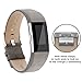 POY For Fitbit Charge 2 Wristband, Adjustable Genuine Leather Replacement Bands for Fitbit Charge 2 Matte Gray