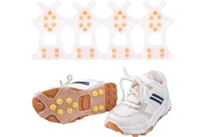 2 Pairs Winter Ice Snow Grips for Shoes and Boots 10 Traction Cleats Crampons Over Shoe Boot Non-Slip Slip-on Overshoe Stretc
