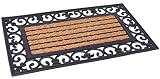 BIRDROCK HOME 18 x 30 Rectangular Natural Coir and Rubber Doormat with Scroll Border - Natural Fibers - Outdoor Doormat - Keeps Your Floors Clean - Decorative Design - Non Brush Coir