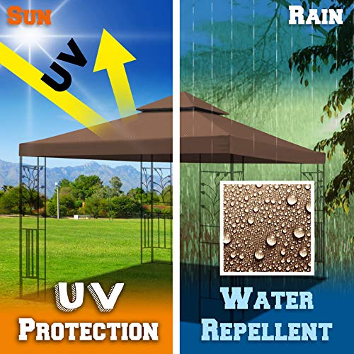 BenefitUSA Replacement Canopy Top Cover for 10'X10' Gazebo Polyester Double Tiers for Outdoor Garden Patio Pavilion Sunshade (Brown) - Thumbnail 3