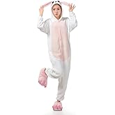 Ultra Soft Plush Pink Easter Bunny Costume Cosplay Sleepsuit